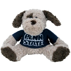 plush stuffed cuddle patches dog wearing navy Penn State shirt